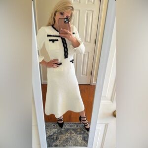 Self-Portrait White and Black Long Sleeve Dress